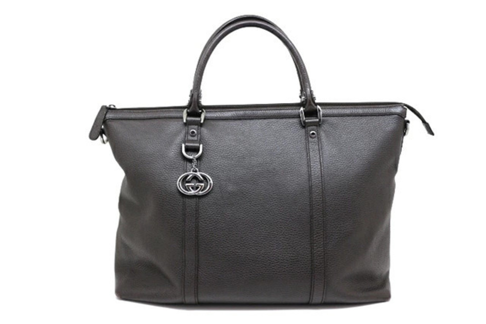 Gucci Tote Bag Calfskin Dark Brown